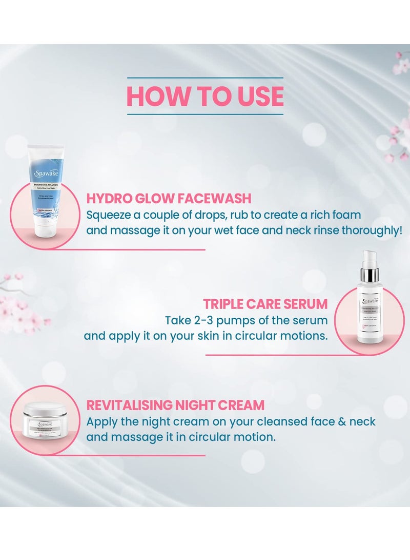 Spawake Skin Care Kit Brightening Face Wash And Face Serum And Night Cream 150G Pack of 3