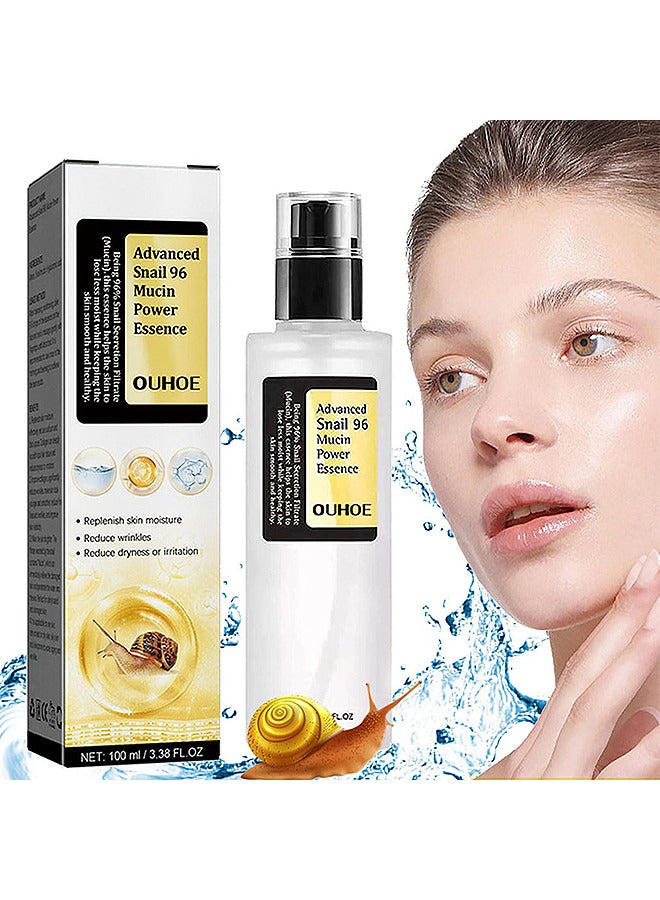 Advanced Snail 96 Mucin Power Essence, Replenish Skin Moisture, Moisturizing TextureHydrating Serum For Face With Snail Secretion Filtrate For Dull And Damaged Skin 100ml
