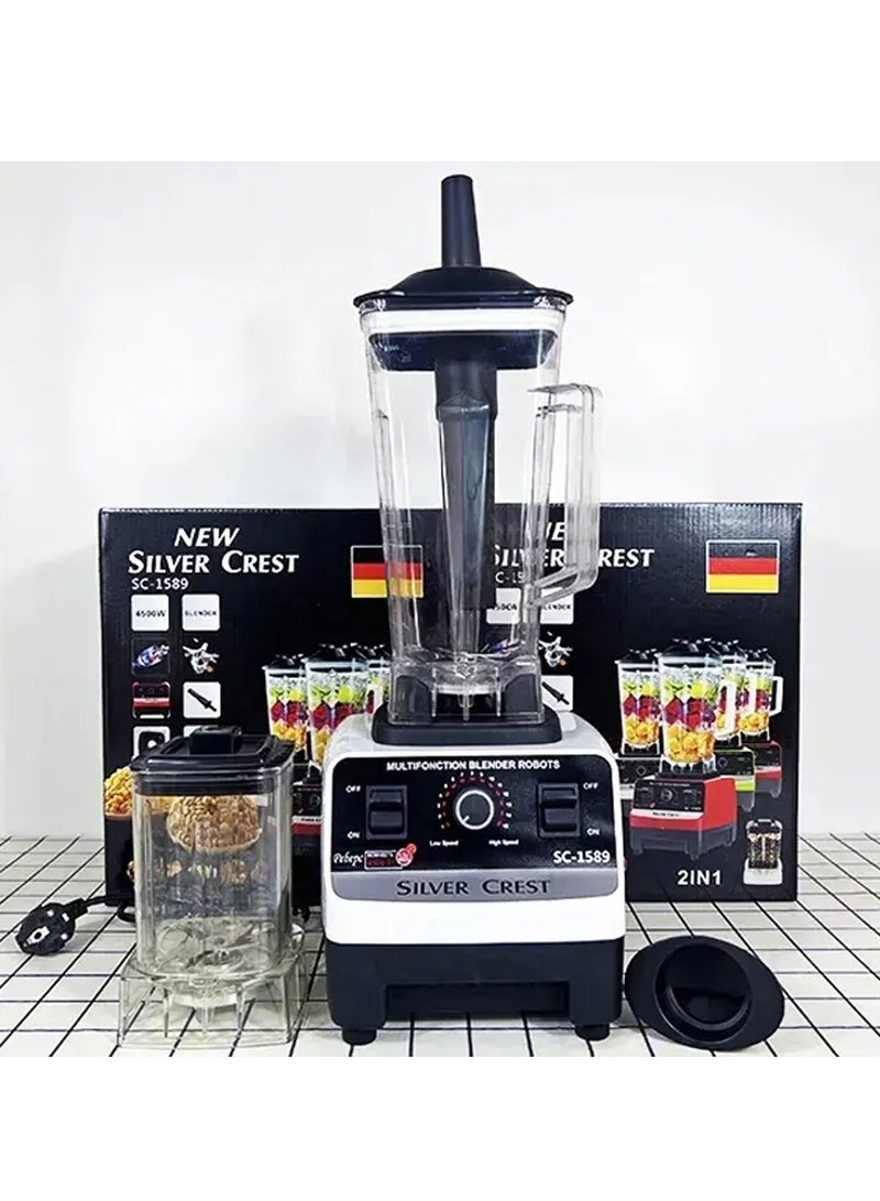 2 jars double cup SC-1589 4500W 2 in 1 high speed commercial heavy duty silver crest blender