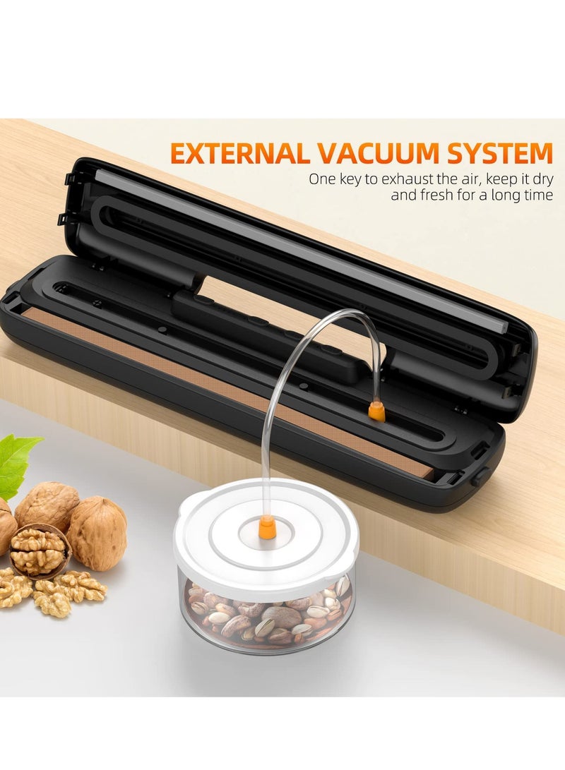 Vacuum Sealer Machine Food Vacuum Sealer for Food Saver Automatic Air Sealing System for Food Storage Dry and Moist Food Modes Compact Design 12.6 Inch with 15Pcs Seal Bags Starter Kit