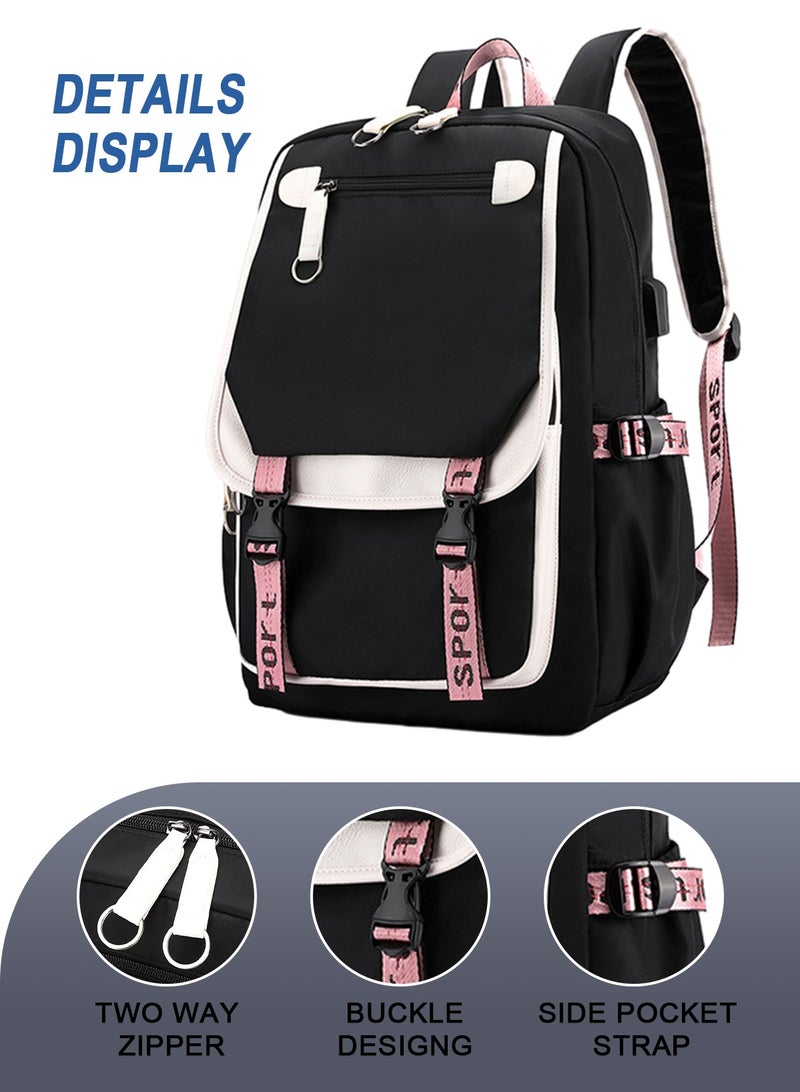 Casual Daypacks Backpack School bag with USB Charging Port, Elegant Travelling College Double Shoulder Bag for Men Women, Fits up to 16Inch Laptop