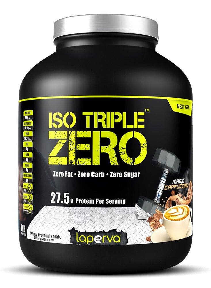 Laperva Iso Triple Zero Next Generation, Supports Muscle Growth and Recovery, Rapidly Absorbed, 0 sugar & 0 carb & 0 fat, Cappuccino Flavor, 4 Lbs