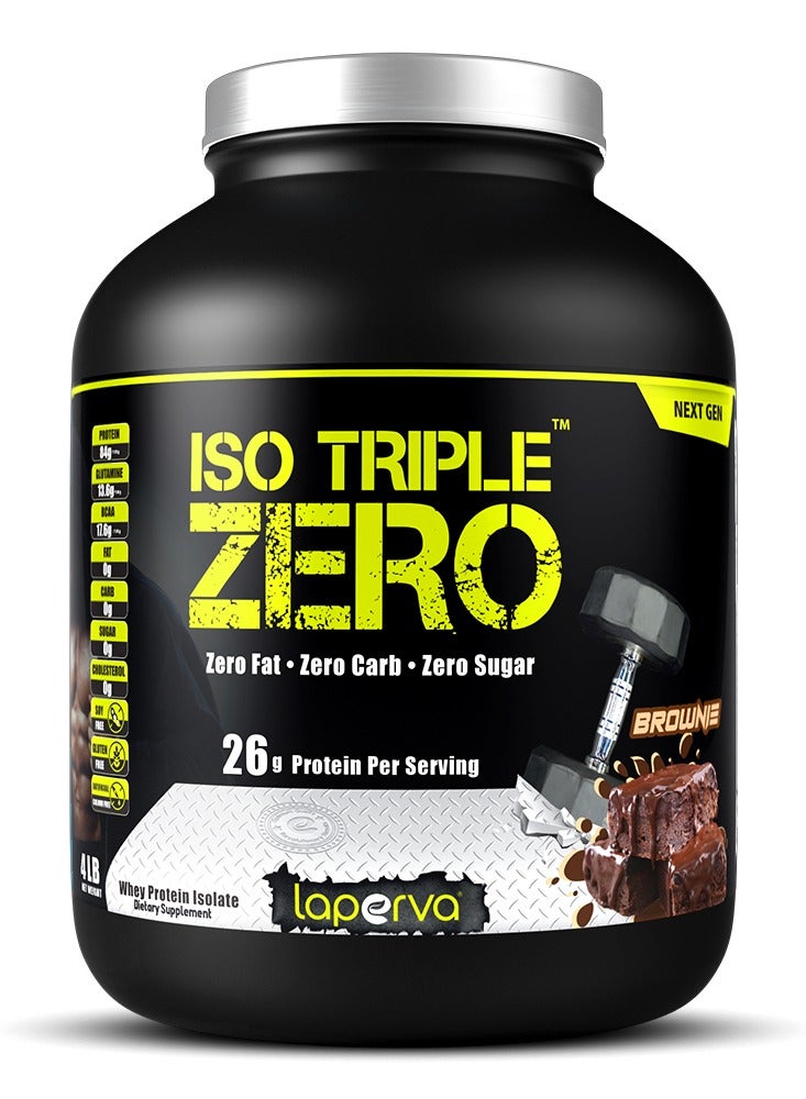 Laperva Iso Triple Zero Next Generation, Supports Muscle Growth and Recovery, Rapidly Absorbed, 0 sugar & 0 carb & 0 fat, Brownie Flavor, 4 Lbs