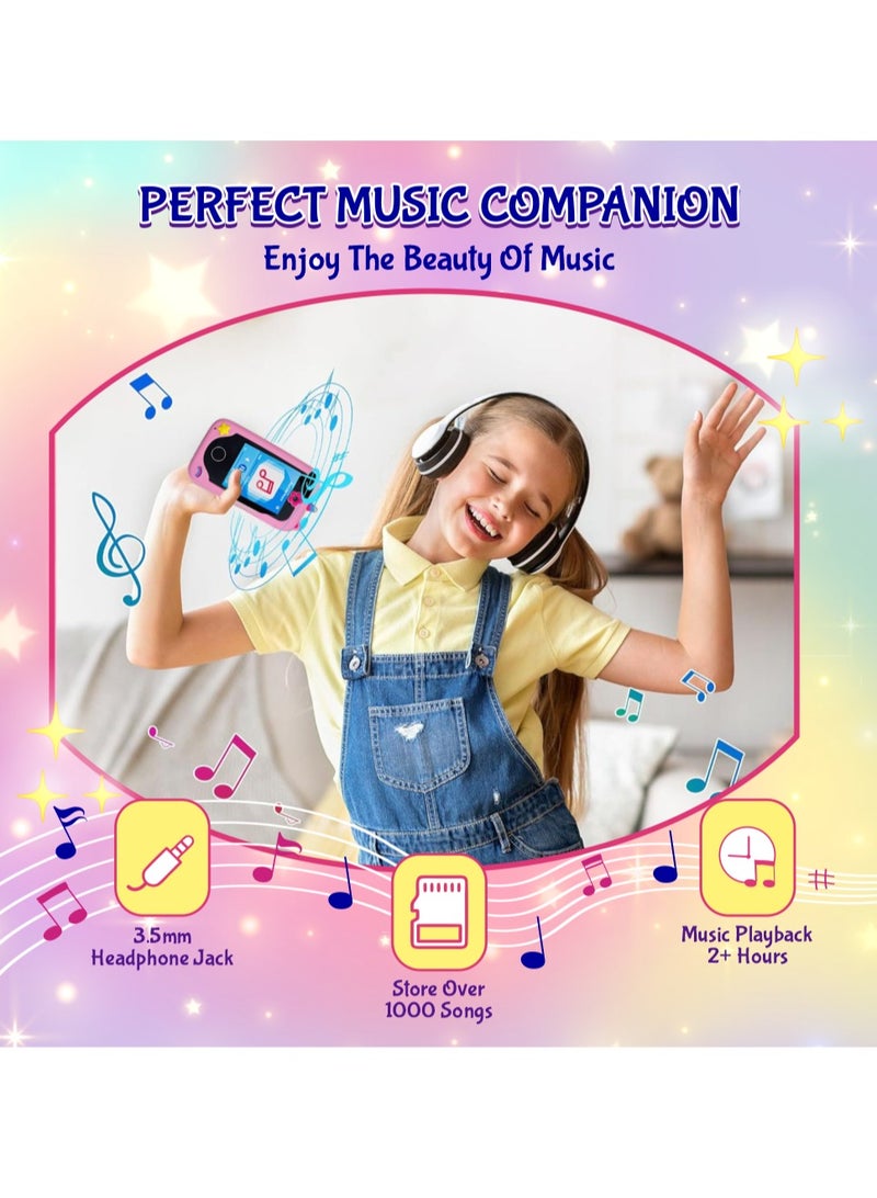 Kids Smart Phone Toys for Girls Ages 3-8 Toddler Play Travel Toys with Dual Camera Educational Learning Games Puzzles MP3 Music Player Birthday Gifts for Kids Girls 3 4 5 6 7 8 Year Old