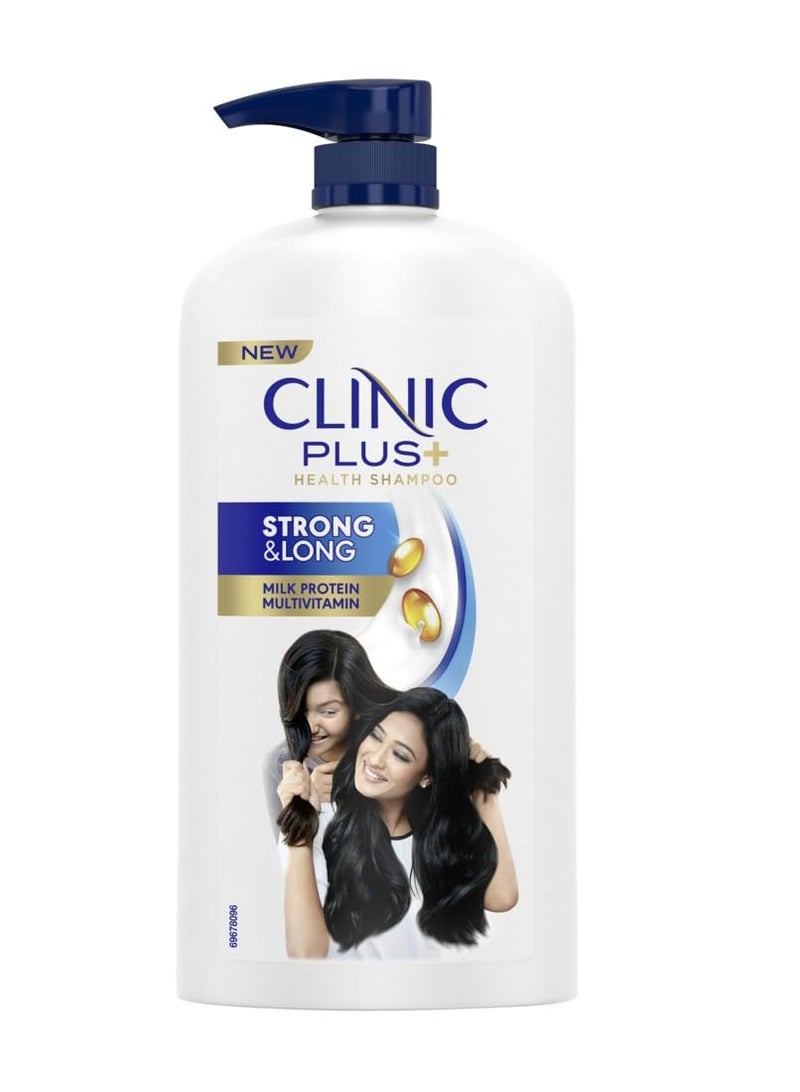 Clinic Plus Strong Long Strengthening Shampoo 1L for Healthy Long Hair with Milk Proteins Multivitamins