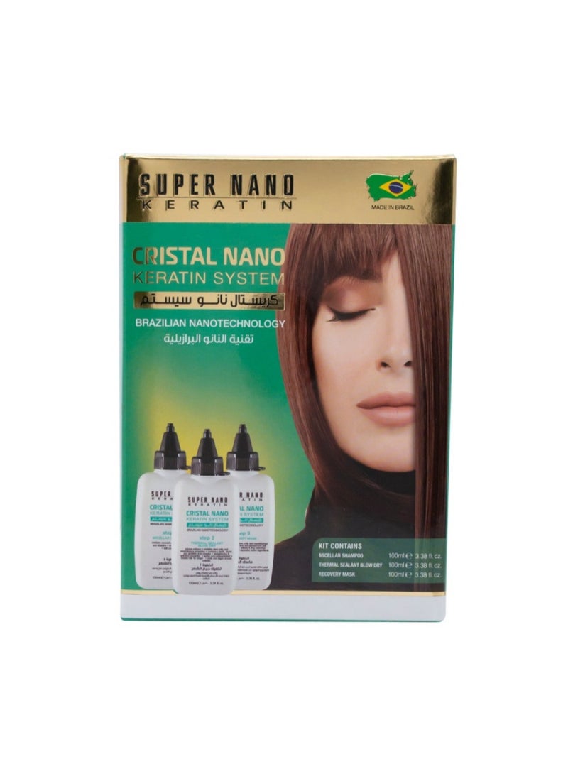 Super Nano Keratin Cristal Brazilian Kit 3X100 Ml