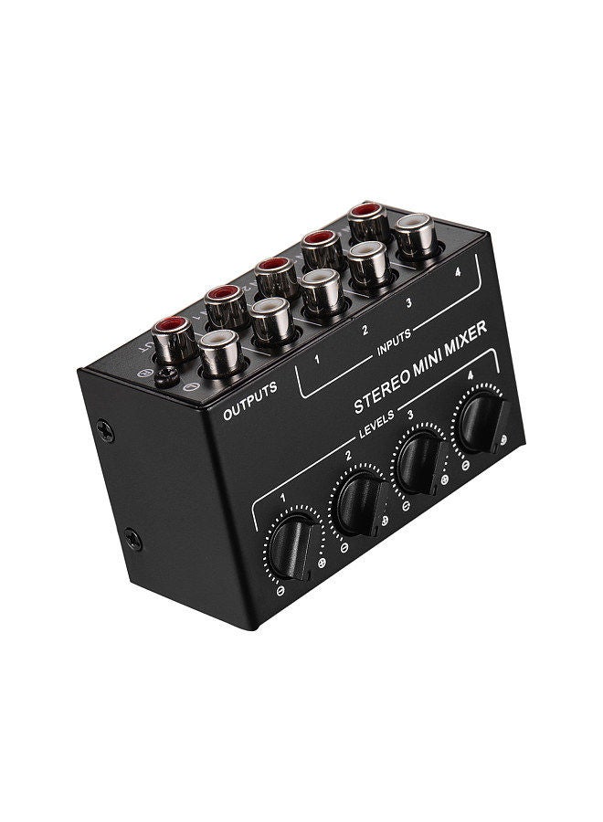 Mini Stereo Audio Mixer With 4-Channel Rca Inputs Separate Volume Controls Full Metal Shell