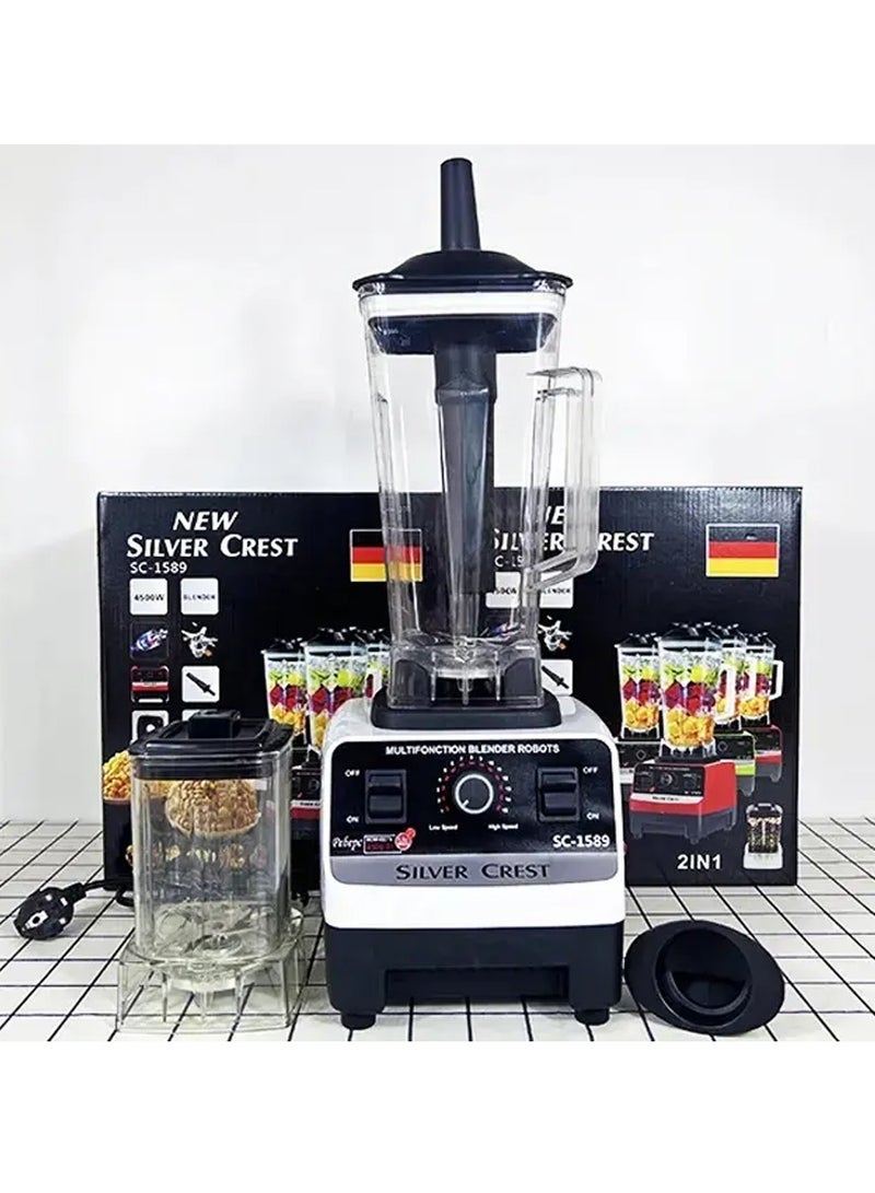 2 jars double cup SC-1589 4500W 2 in 1 high speed commercial heavy duty silver crest blender