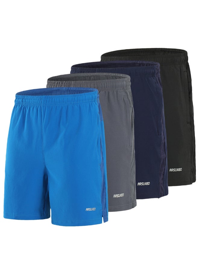 4-Piece Cycling Breathable Casual Shorts Set Multicolour