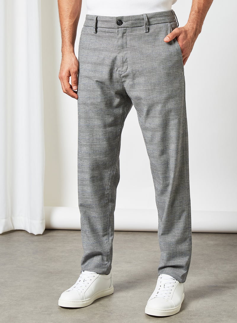 Checkered Chino Trousers Grey