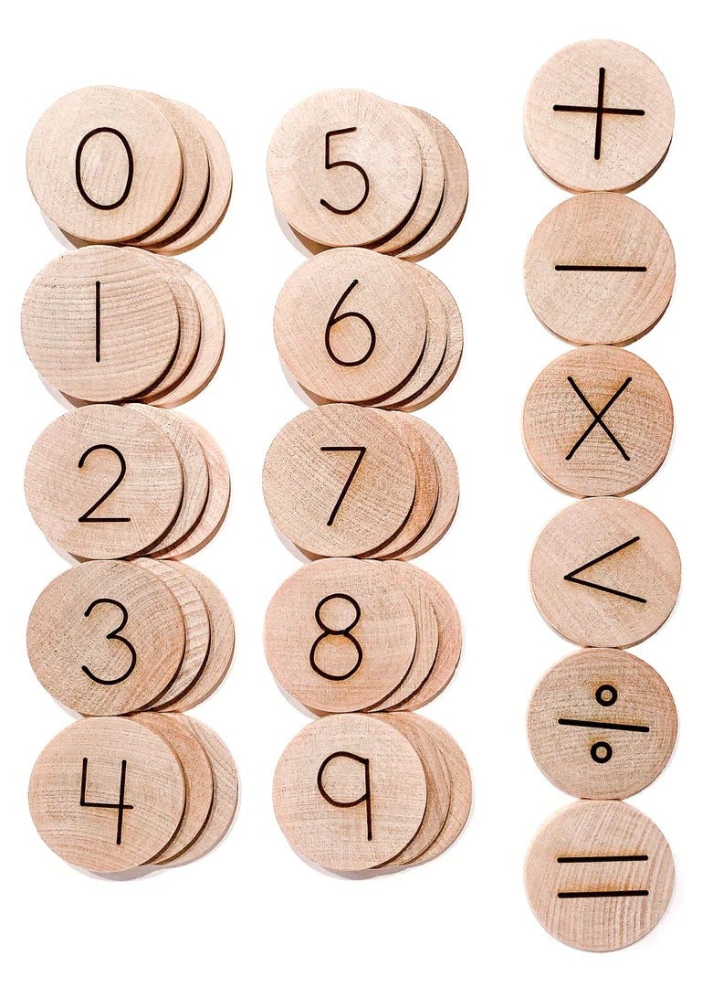 Tree Fort Toys Math Manipulatives Double Sided Discs for Early Development Of Preschool Toddler- Slices Circle Wooden Cutouts for Sharp Memory For Little Babies