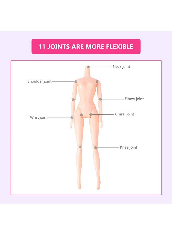 4Pcs Plastic Flexible Rotation 12 Moveable Joints Doll Toy Rotatable Nude Doll Body Toy Female Figure Naked Body Dolls For Diy Dolls