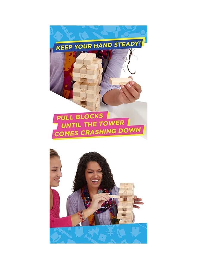 Classic Jenga Game - 54 Pcs Genuine Hardwood Blocks, Jenga Stacking Tower Party Game For Family And Kids Ages 6+, Fun Birthday Gift & Gift For All Occasions, 8.1x8.1x28cm 1 or More Players Players