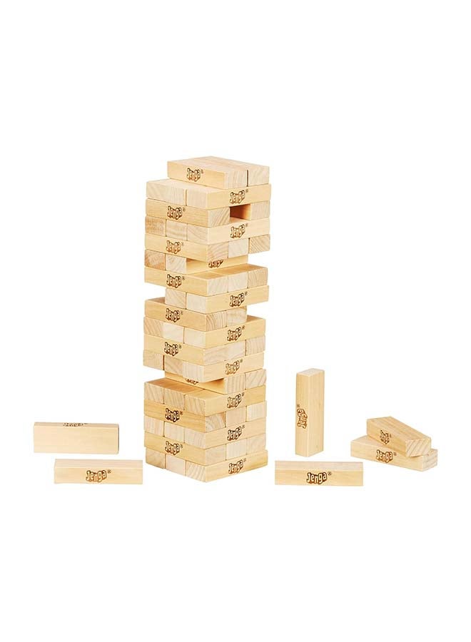 Classic Jenga Game - 54 Pcs Genuine Hardwood Blocks, Jenga Stacking Tower Party Game For Family And Kids Ages 6+, Fun Birthday Gift & Gift For All Occasions, 8.1x8.1x28cm 1 or More Players Players