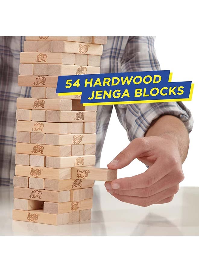 Classic Jenga Game - 54 Pcs Genuine Hardwood Blocks, Jenga Stacking Tower Party Game For Family And Kids Ages 6+, Fun Birthday Gift & Gift For All Occasions, 8.1x8.1x28cm 1 or More Players Players