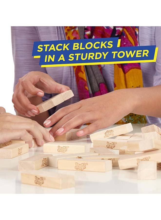 Classic Jenga Game - 54 Pcs Genuine Hardwood Blocks, Jenga Stacking Tower Party Game For Family And Kids Ages 6+, Fun Birthday Gift & Gift For All Occasions, 8.1x8.1x28cm 1 or More Players Players