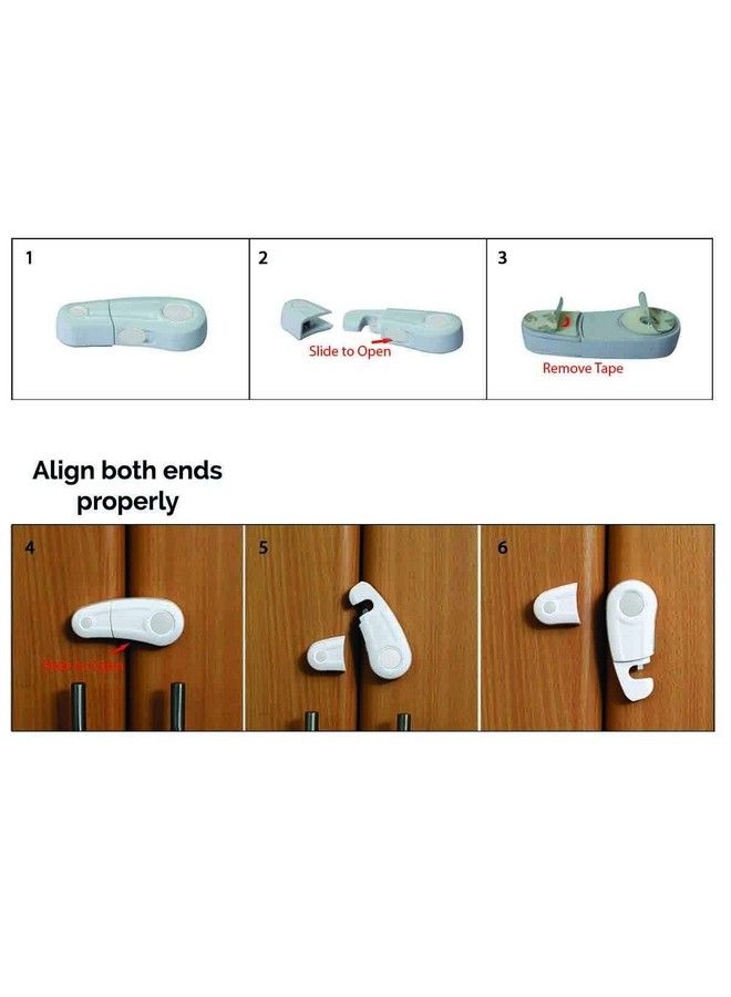 Safe O Kid Durable Elegant Child Safety Cabinet Lock White Pack Of 4