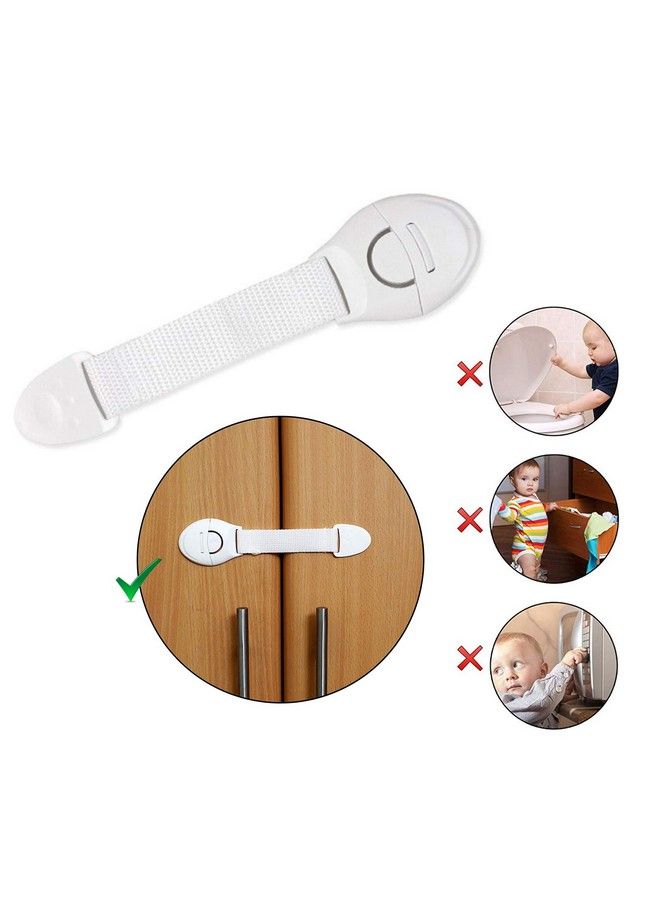 Pack Of 4 Extra Flexible Fabric One Side Open Long Multi Purpose Child Safety Lock White