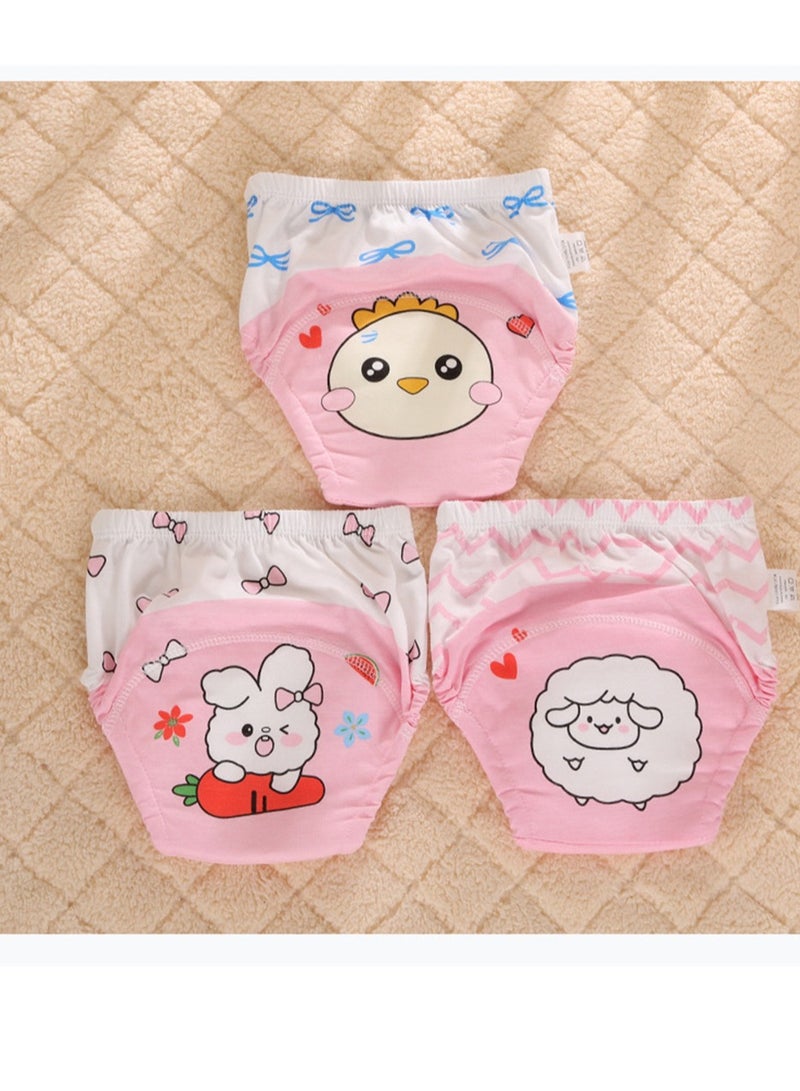 3 PCS Baby Reusable Cloth Diaper Pink