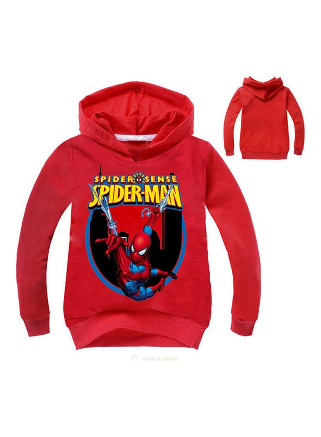 Spiderman Printed Hoodie Red