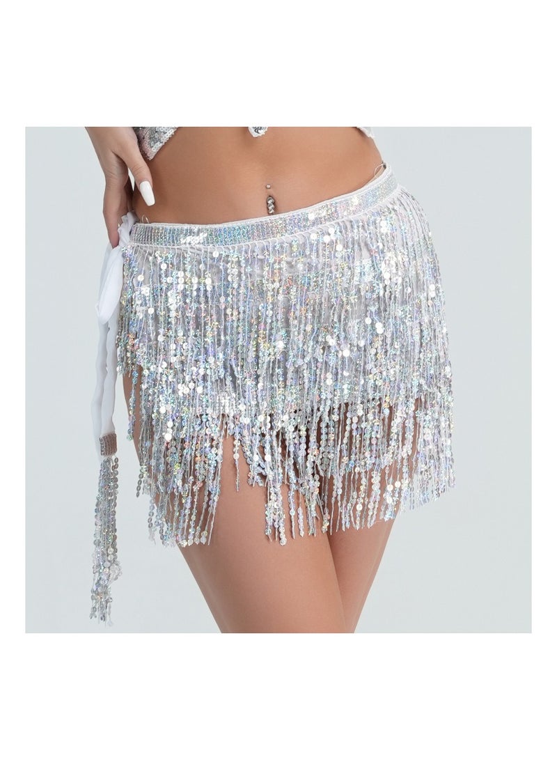 Squality Women Belly Dance Scarf Silver