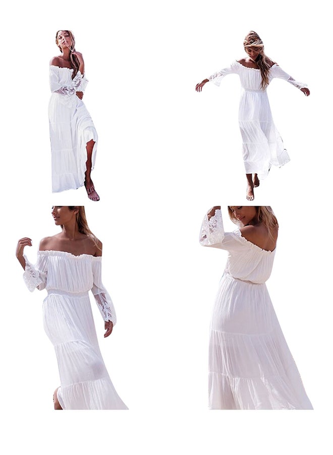 Off Shoulder Maxi Dress White