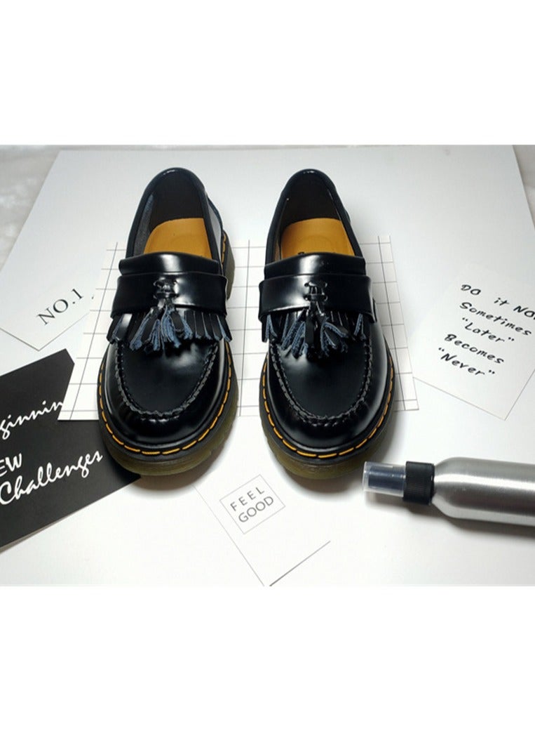 Men's And Women's Leather Shoes Korean Fashion Couple Shoes Casual Cargo Shoes Black