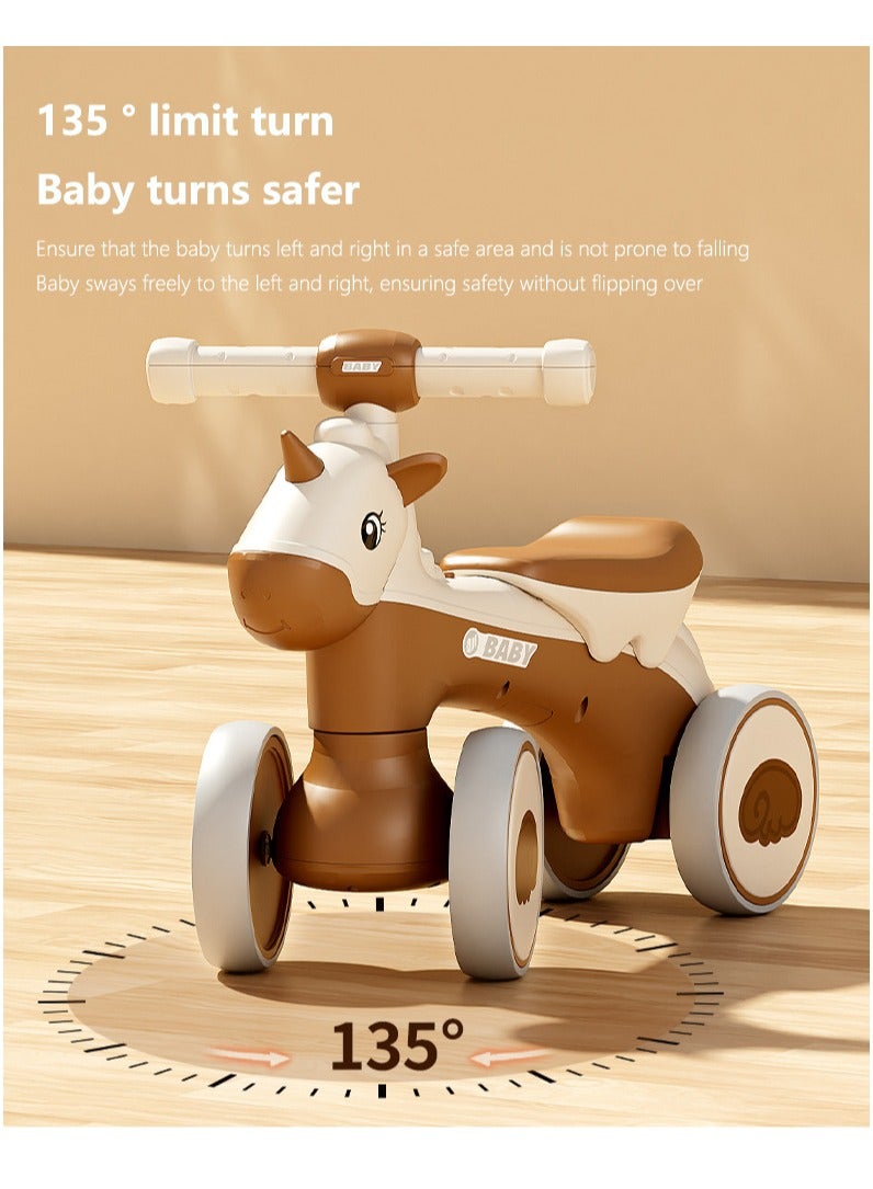 Baby Balance Bike,Toddler Bike for 12-18 Month, Toddler Bicycle Toy for 1 Year Old Girls, Baby Walker Balance Bike with Rabbit Stickers, Baby Girl Toy