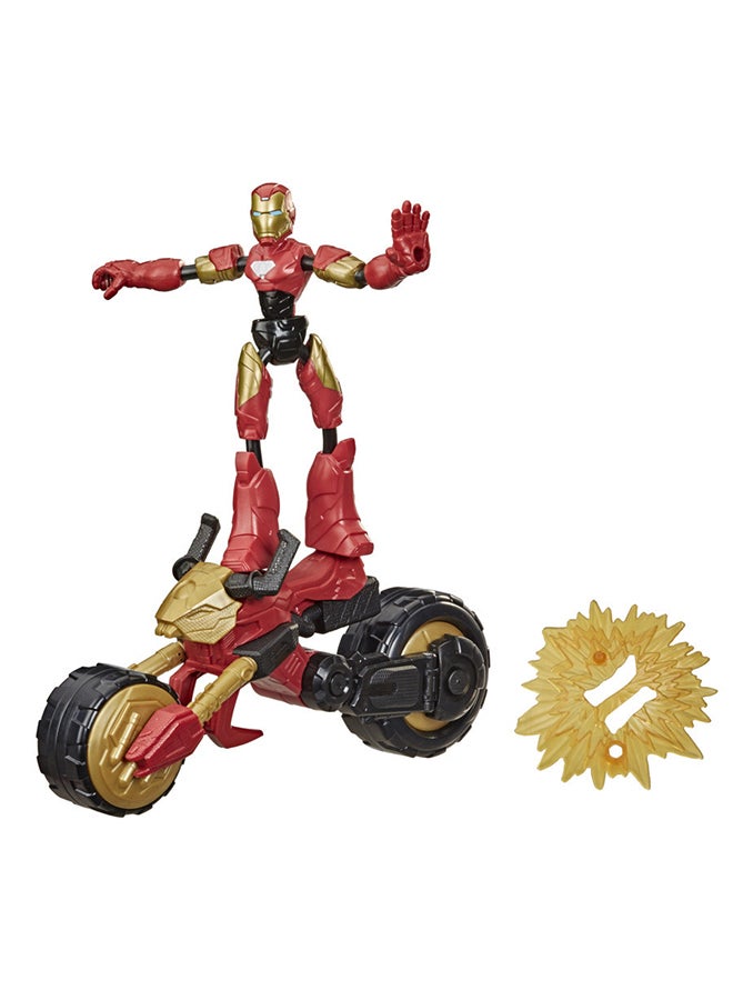 Marvel Bend and Flex, Flex Rider Iron Man Action Figure Toy, 6-Inch Flexible Figure and 2-In-1 Motorcycle For Kids Ages 6 And Up