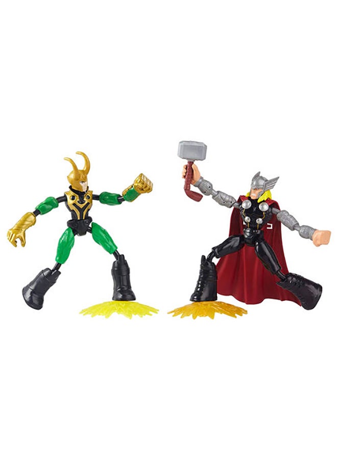 Marvel Avengers Bend and Flex Thor Vs. Loki Action Figure Toys, 6-Inch Flexible Figures, Includes 2 Accessories, Ages 4 And Up