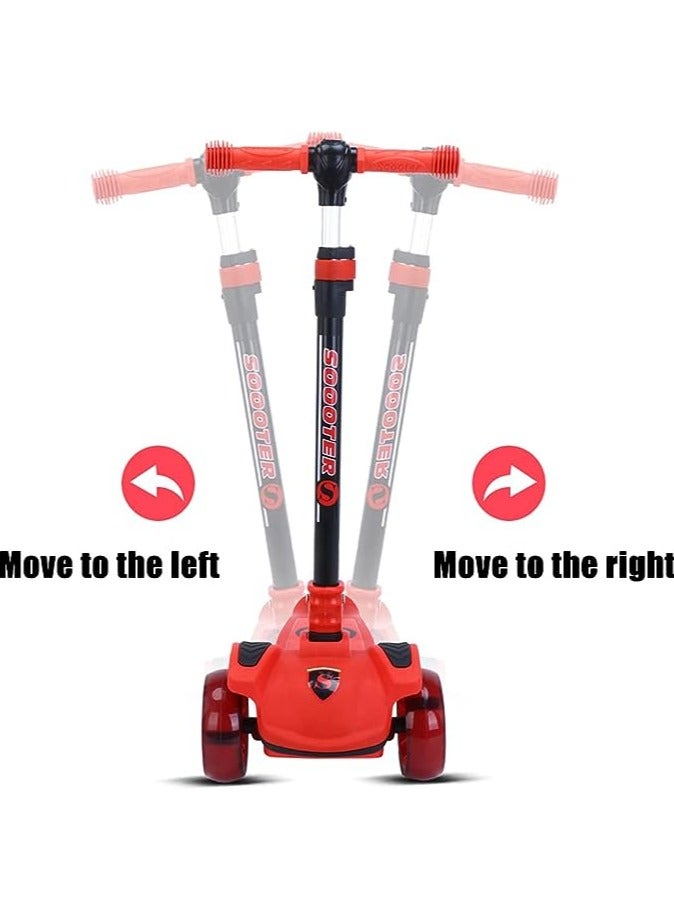 COOLBABY Kids Scooter 3 Wheels Big Pedal Foldable Scooter with Music Height Adjustable PU with LED Light Wheels