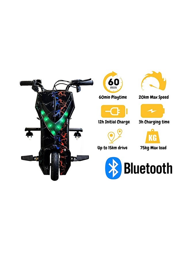 36V Drifting, 3 Wheel Electric Scooter - 3 Driving Modes- Bluetooth- Speaker- Lights - Shock Absorber Safety Gears Speed