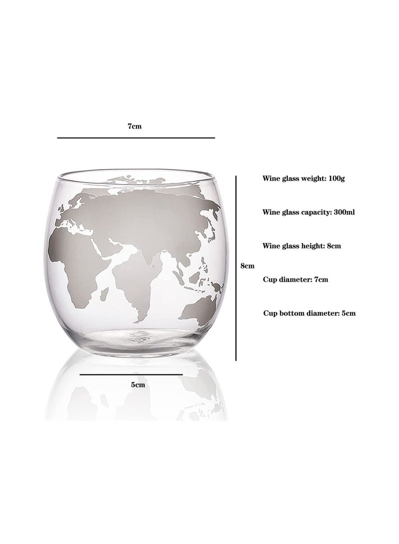 Dubkart Decanter Globe Set with 4 Etched Globe Glasses