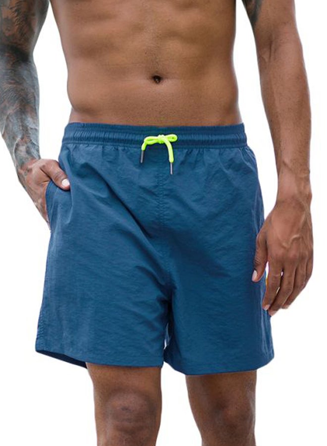Solid Pocket Detailed Shorts Blue