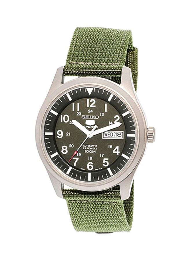 Military Round Shape Fabric Analog Wrist Watch 42 mm - Green - SNZG09K1