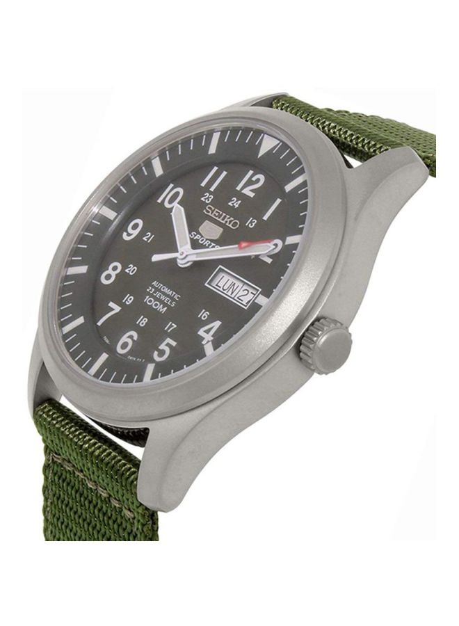 Military Round Shape Fabric Analog Wrist Watch 42 mm - Green - SNZG09K1