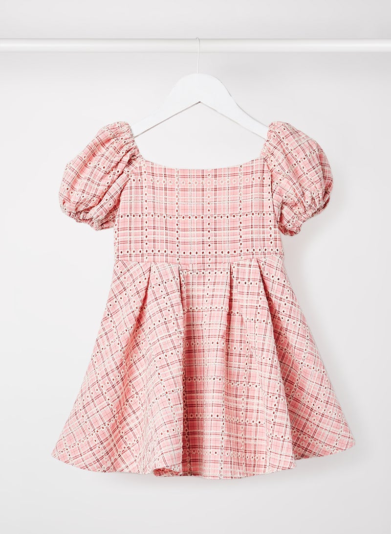 Kids/Teen Check Pleated Dress Pink