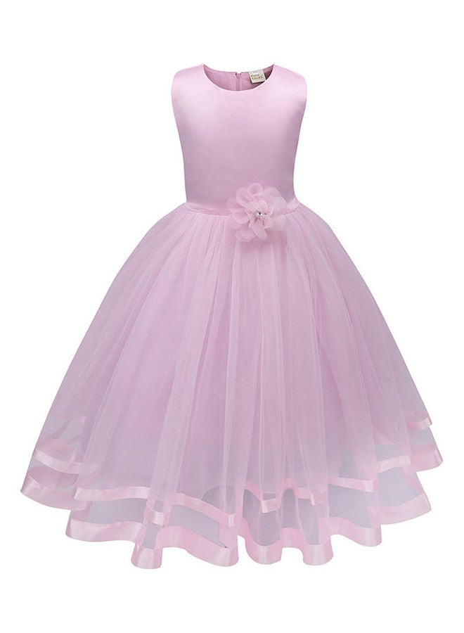 Mesh Detailed Bubble Dress Pink
