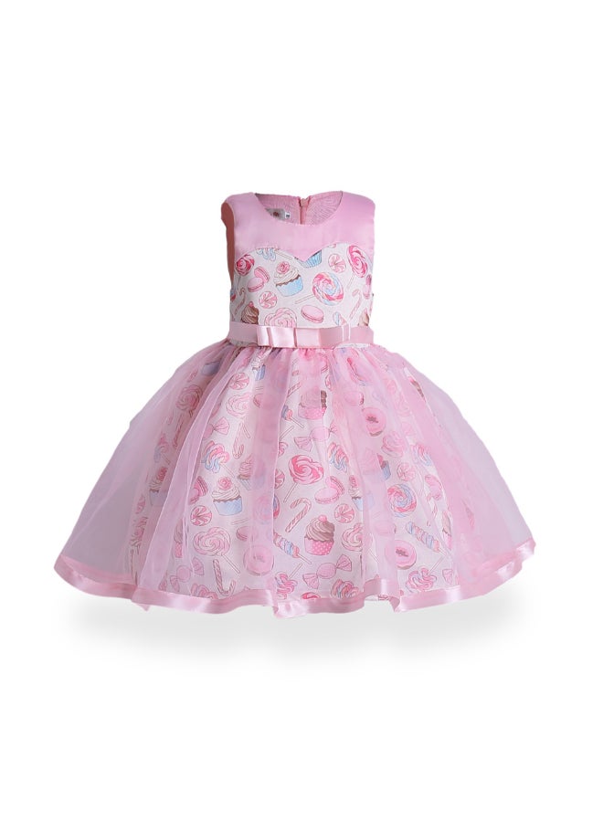 Mesh Princess Lace Dress Pink