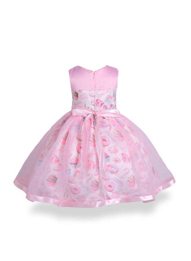 Mesh Princess Lace Dress Pink