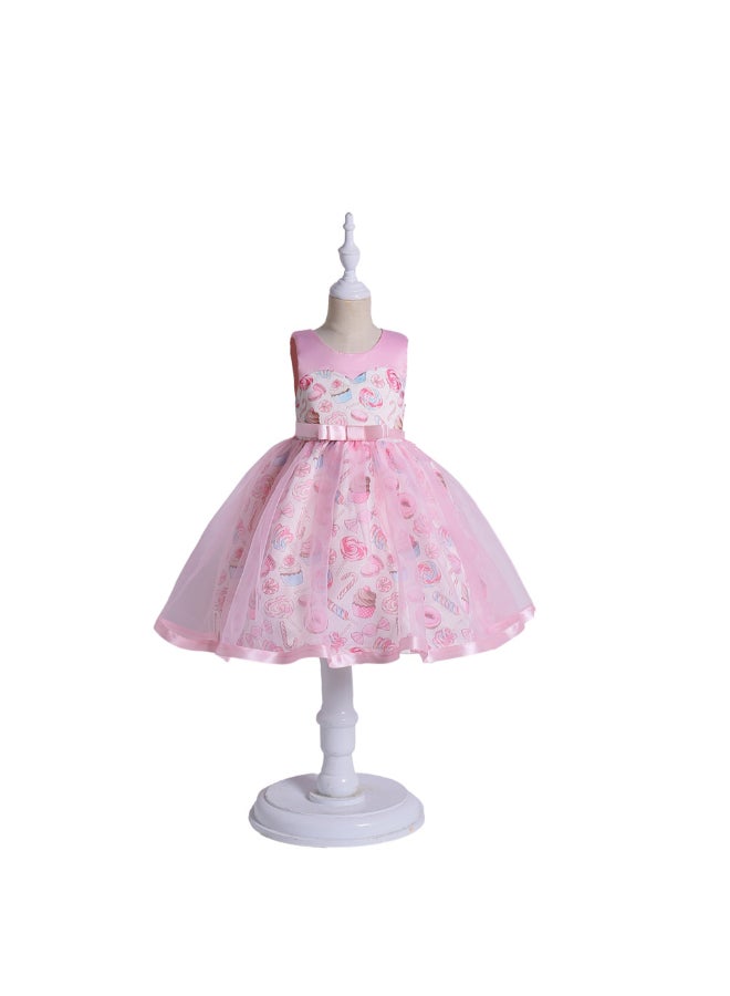 Mesh Princess Lace Dress Pink