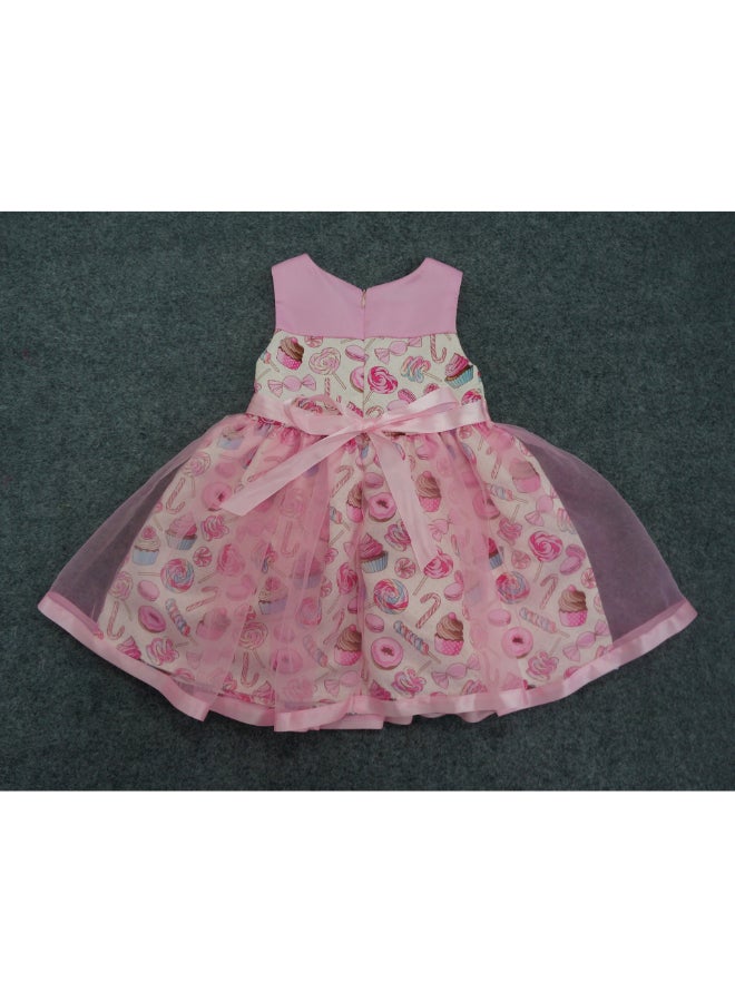 Mesh Princess Lace Dress Pink