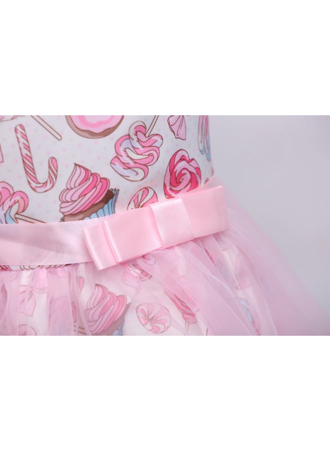 Mesh Princess Lace Dress Pink