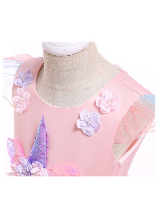 Princess Flared Style Mesh Detail Dress Multicolour