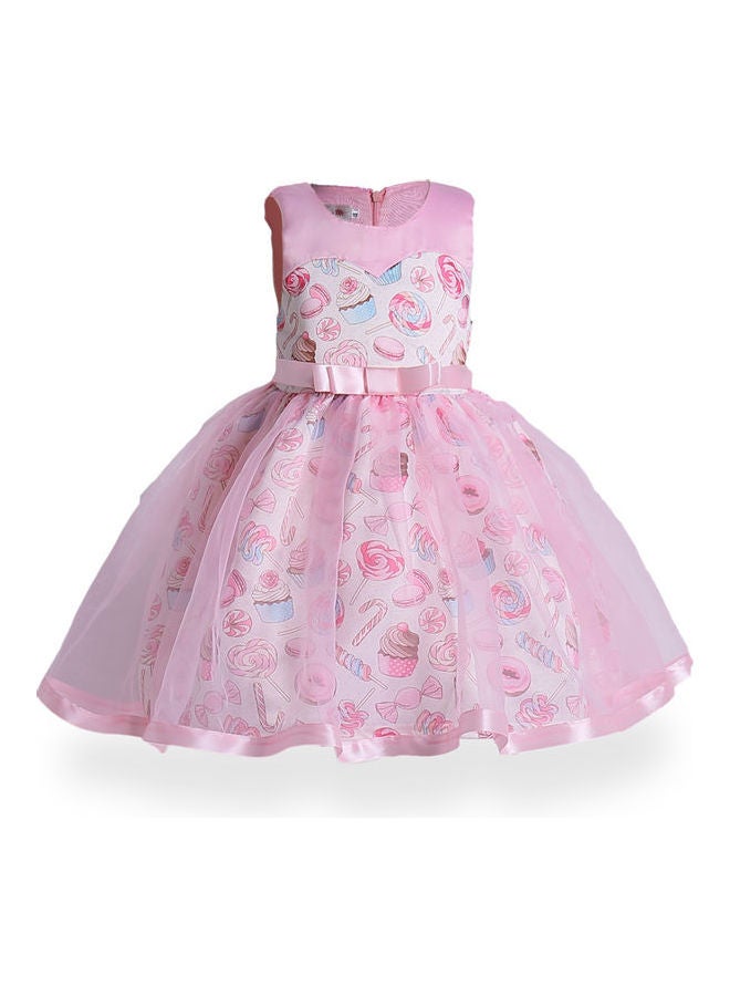 Mesh Princess Lace Dress Pink