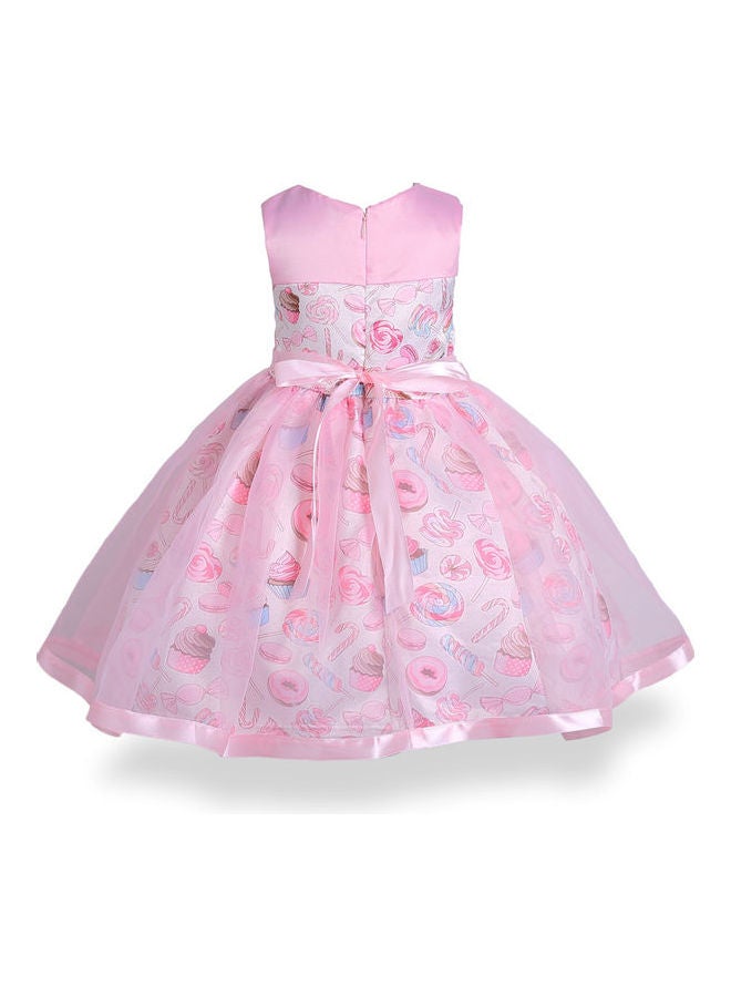 Mesh Princess Lace Dress Pink