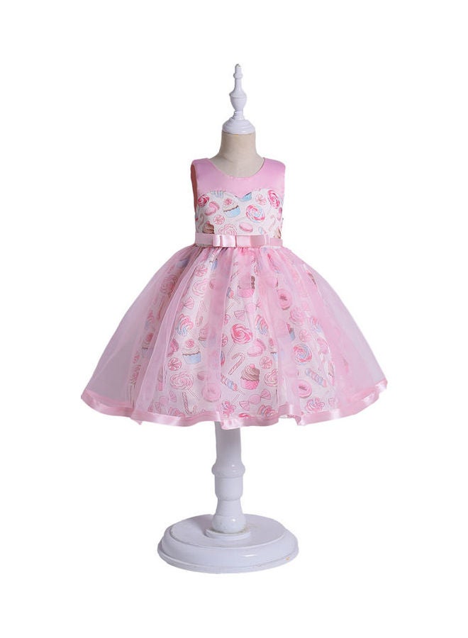 Mesh Princess Lace Dress Pink