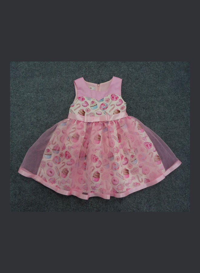 Mesh Princess Lace Dress Pink