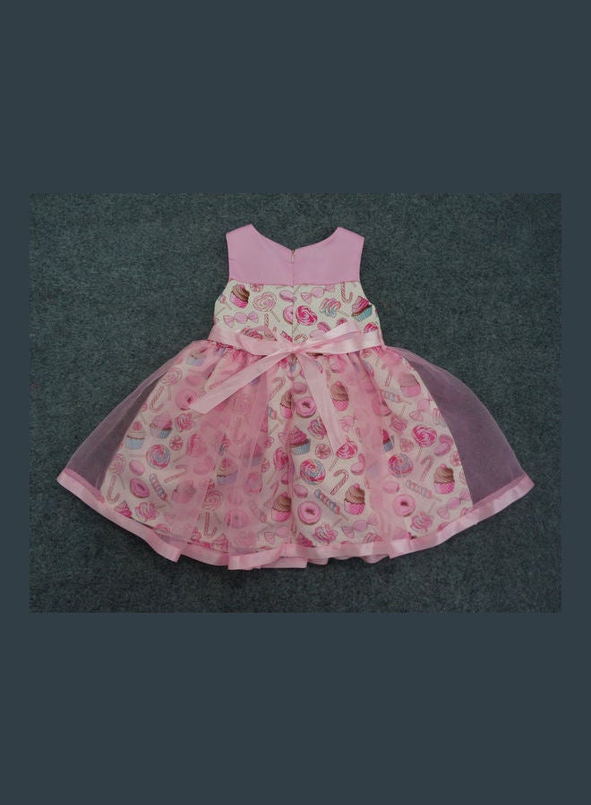 Mesh Princess Lace Dress Pink