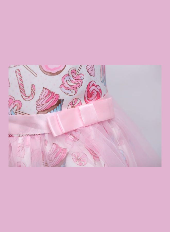 Mesh Princess Lace Dress Pink